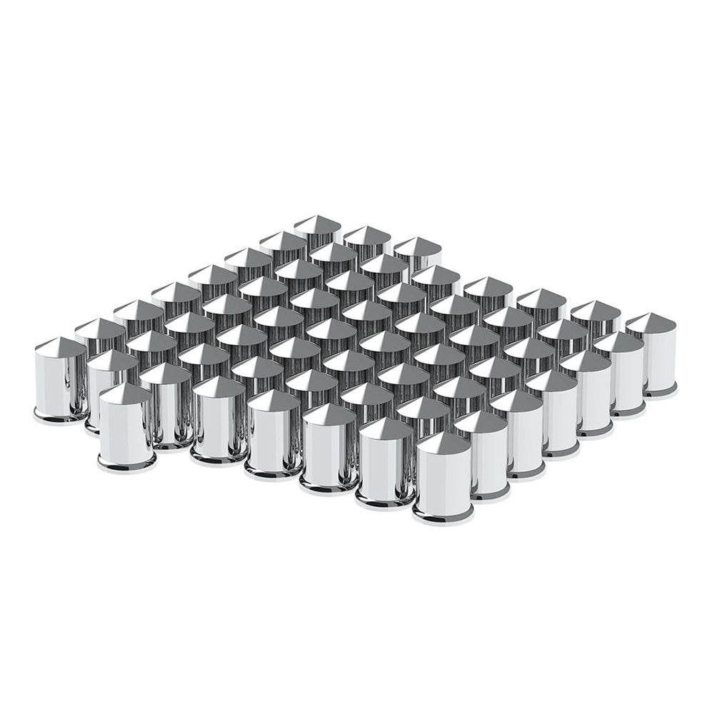 1-1/2" x 3" Chrome Plastic Pointed Top Hat Nut Cover - Push On 60PK