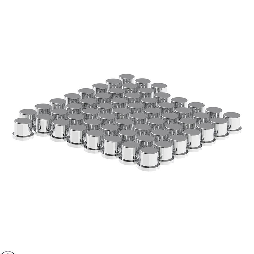 15/16" x 1-3/16" Chrome Plastic Top Hat Nut Covers - Push On 60PK