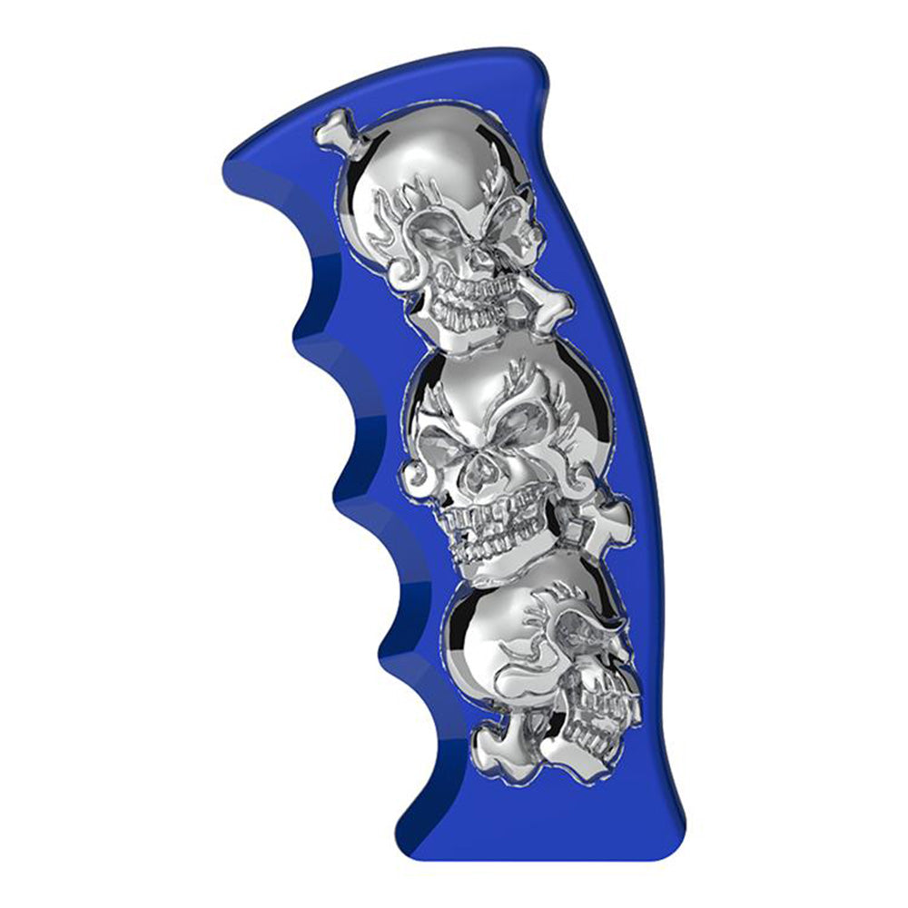 Pistol Grip Gearshift Knob with Chrome Skulls - Thread On