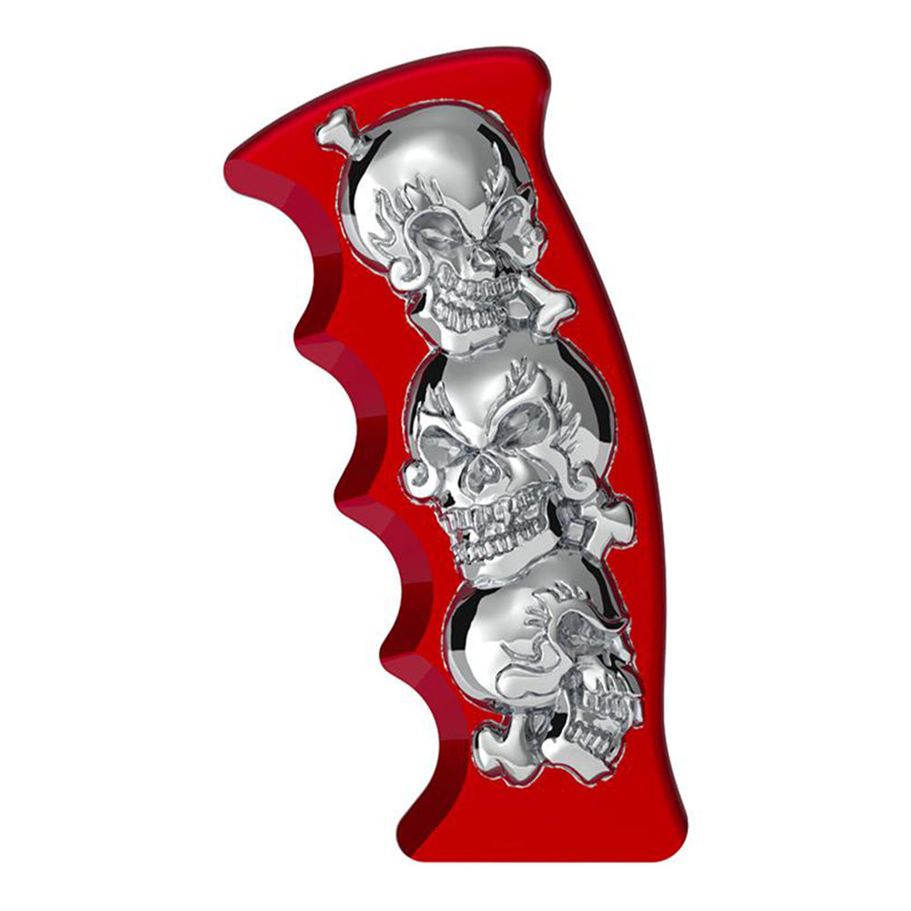 Pistol Grip Gearshift Knob with Chrome Skulls - Thread On