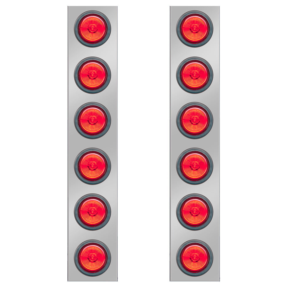 Peterbilt 379, 388, 389 19 1/2" Rear Air Cleaner Light Panels With 6 Red LED 2" Lights