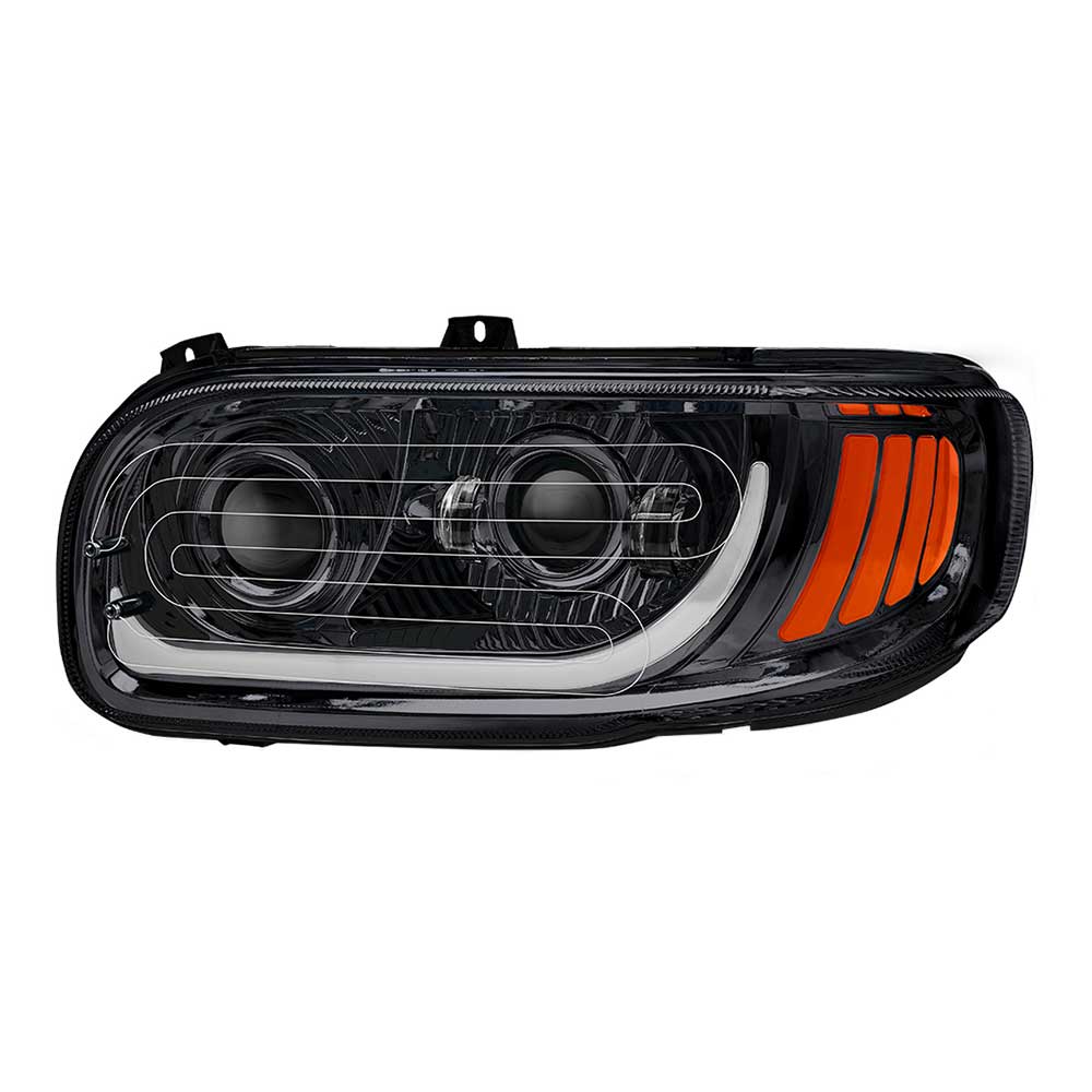 Peterbilt 367, 388, 389, 567 Black Inner Housing LED Projector Heated Headlight with Dual Function