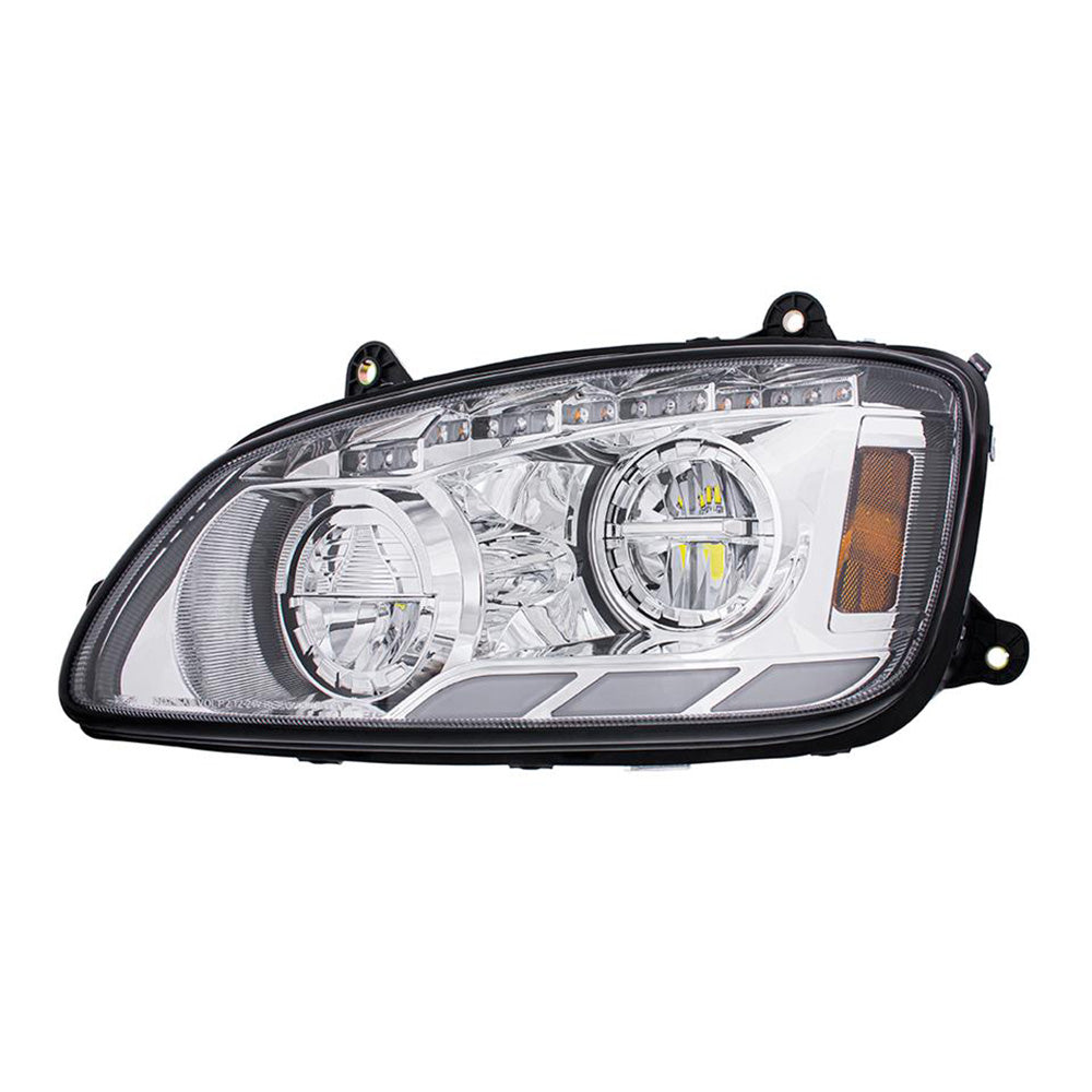 Kenworth T660 2008-2017 Chrome LED Headlight with Sequential Turn Signal & Position Light Bar