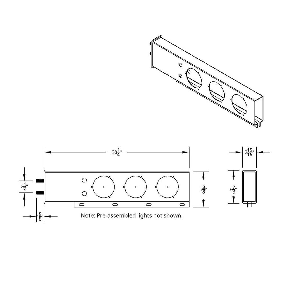 Stainless Steel Rear Light Bars with LED Abyss Lights, 2.5" Bolt Spacing