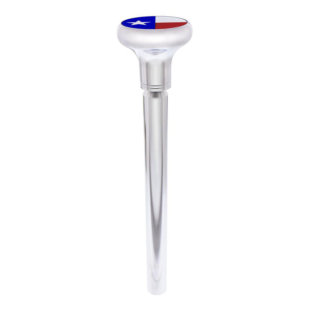 Texas Flag Sticker on Chrome Gearshift Knob - 1/2"-13 Thread-On