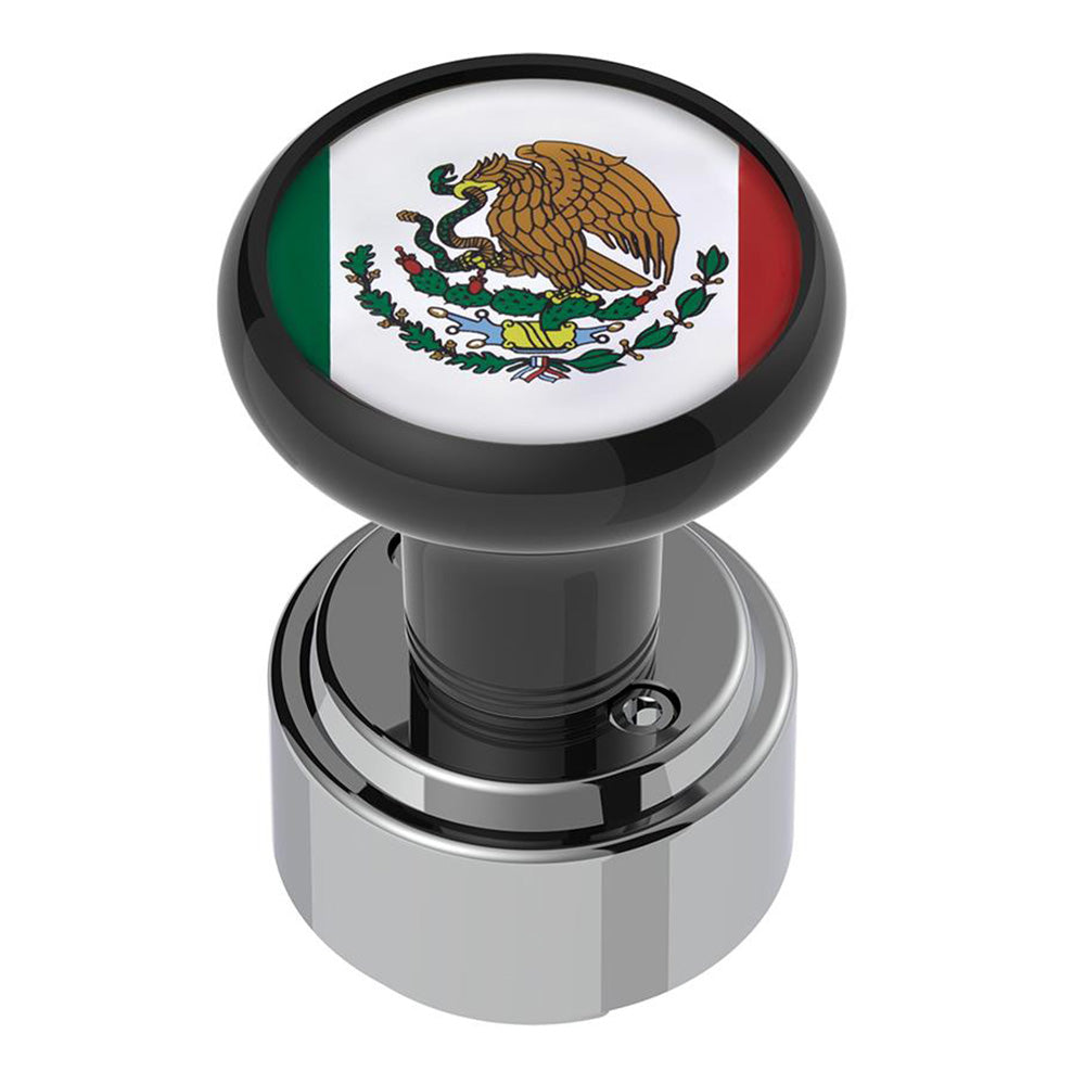 Black Gearshift Knob with Mexico Flag Sticker and 9/10 Speed Adapter - Thread On