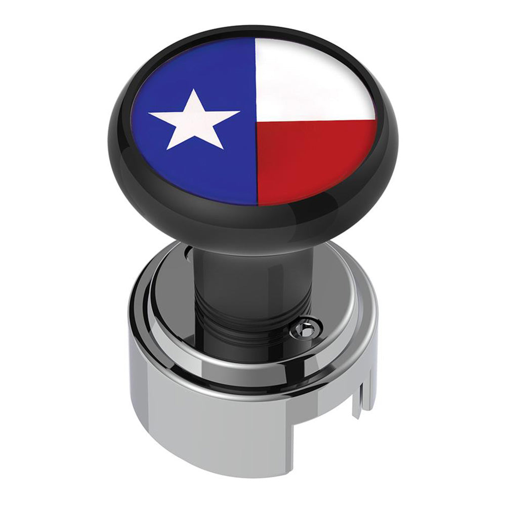 Black Gearshift Knob with Texas Flag Sticker and 13/15/18 Speed Adapter - Thread On