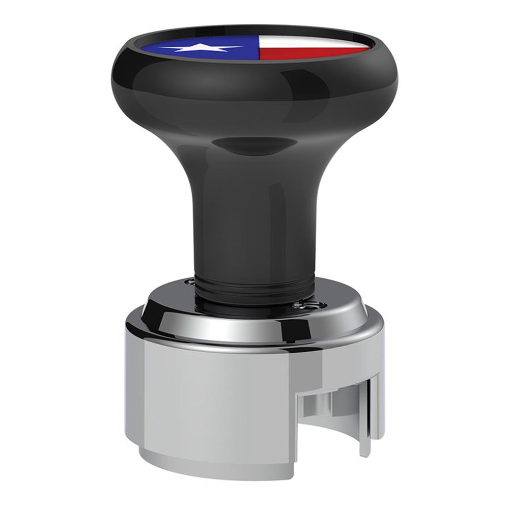 Black Gearshift Knob with Texas Flag Sticker and 13/15/18 Speed Adapter - Thread On