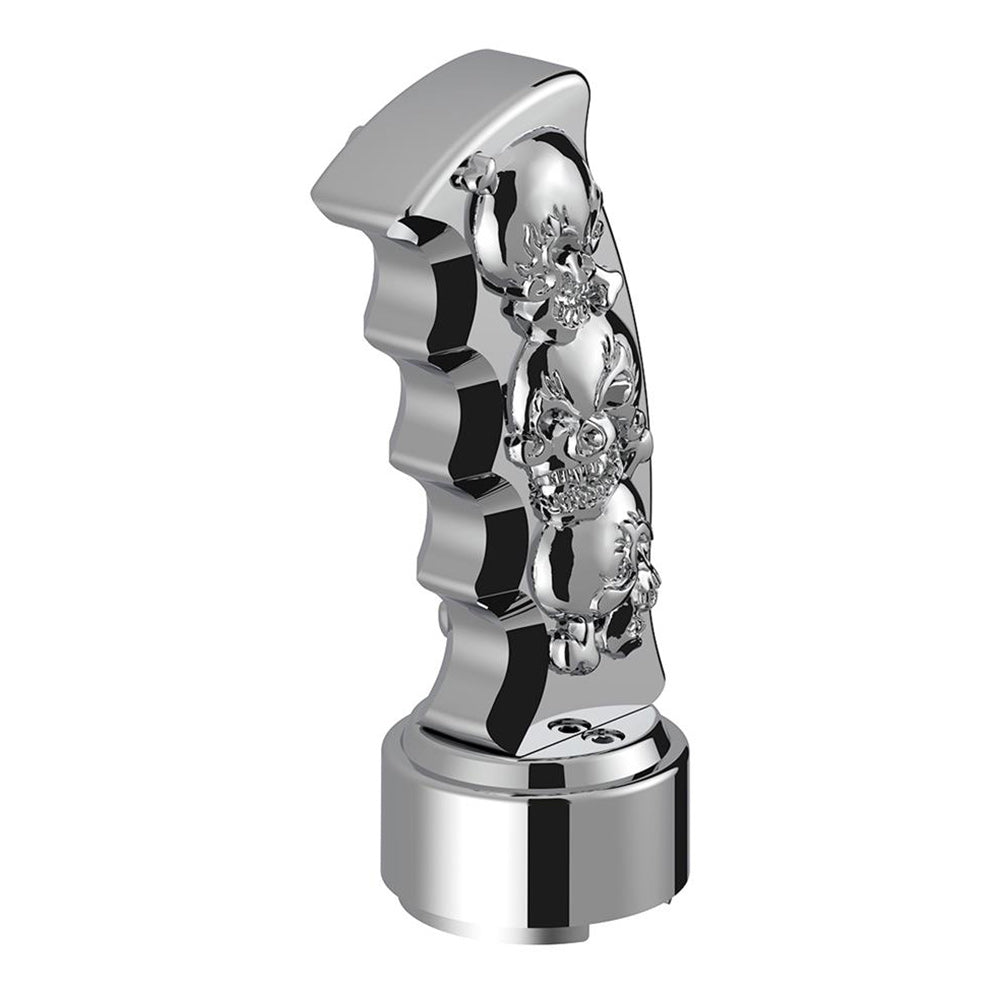 Skulls Pistol Grip Gearshift Knob With 9/10 Chrome Speed Adapter - Thread On
