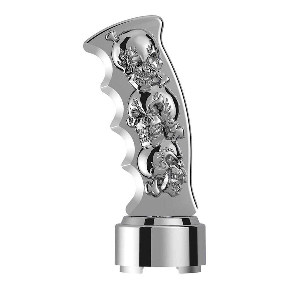 Skulls Pistol Grip Gearshift Knob With 9/10 Chrome Speed Adapter - Thread On