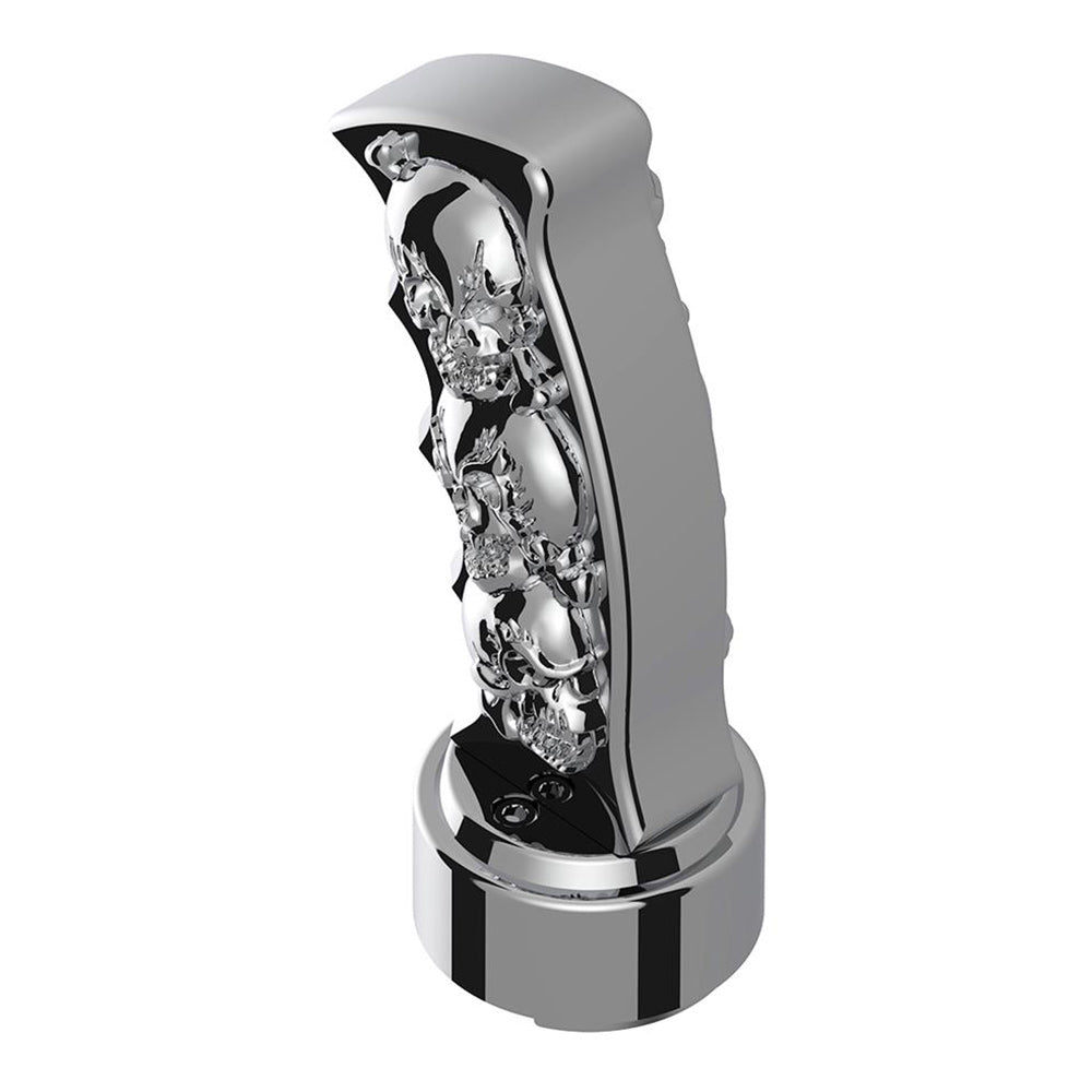 Skulls Pistol Grip Gearshift Knob With 9/10 Chrome Speed Adapter - Thread On