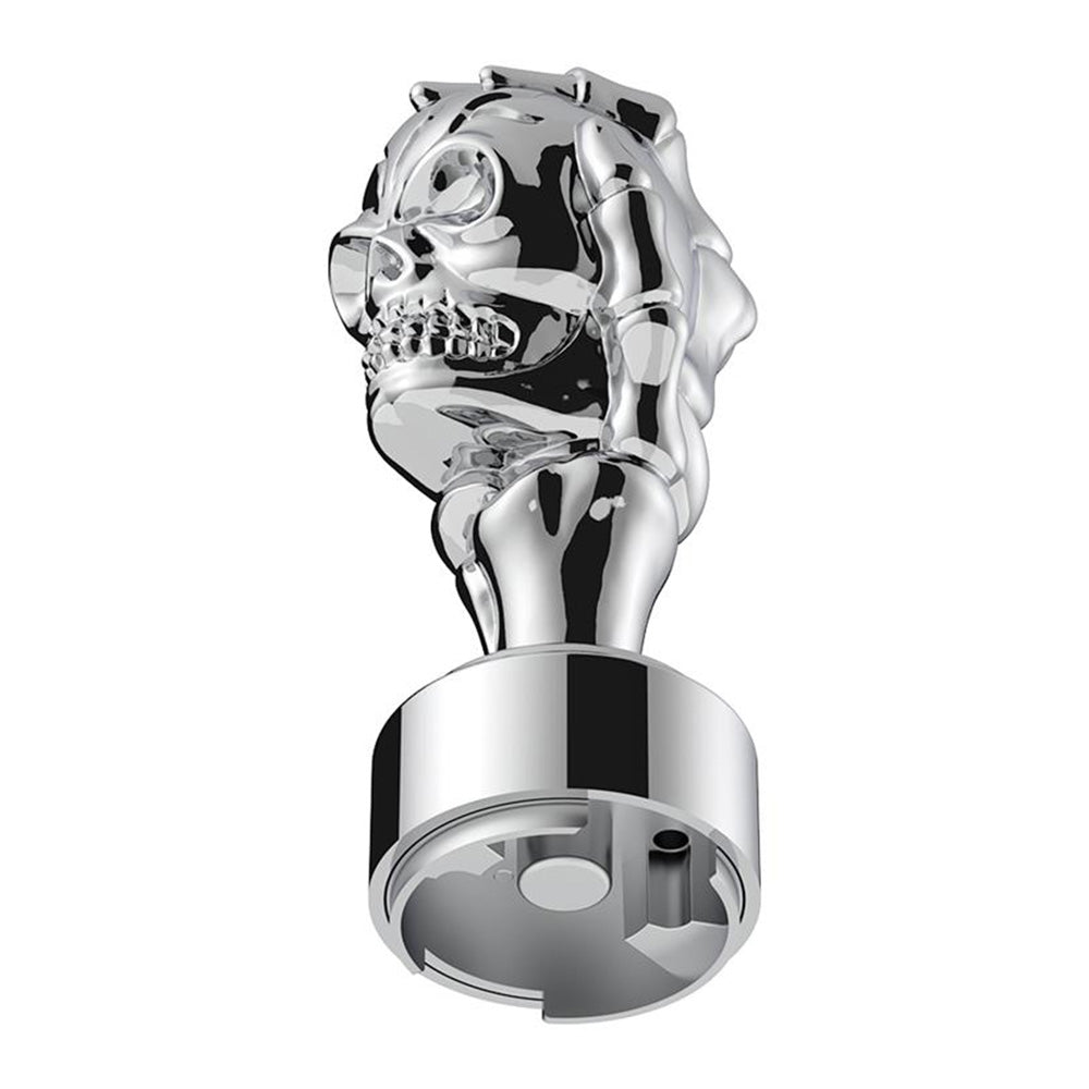 Chrome Skull Gearshift Knob With 9/10 Speed Adapter-Thread On