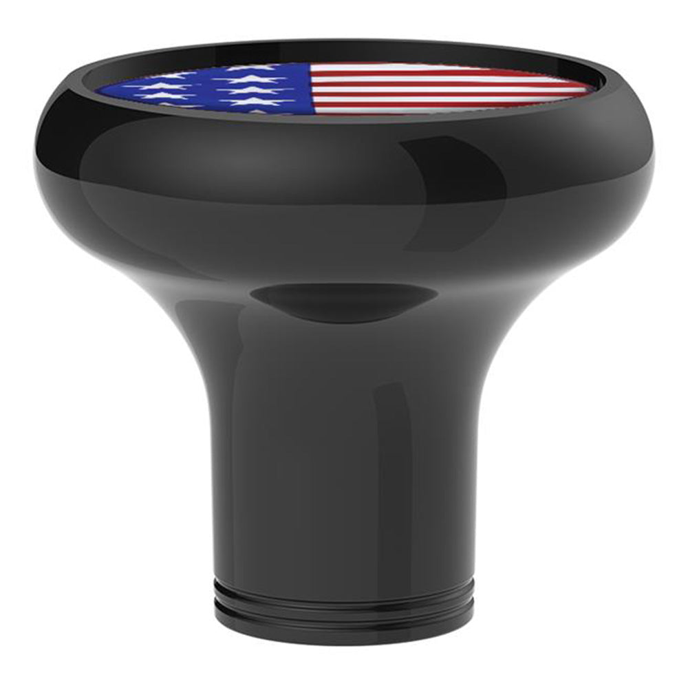 US Flag Sticker on a Black Gearshift Knob - 1/2"-13 Thread-On