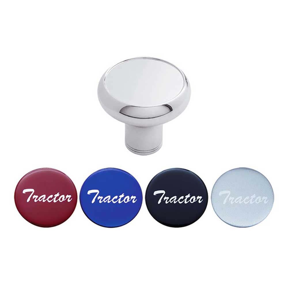 Aluminum Tractor Knobs with Multi-Color Glossy Tractor Stickers - Thread On