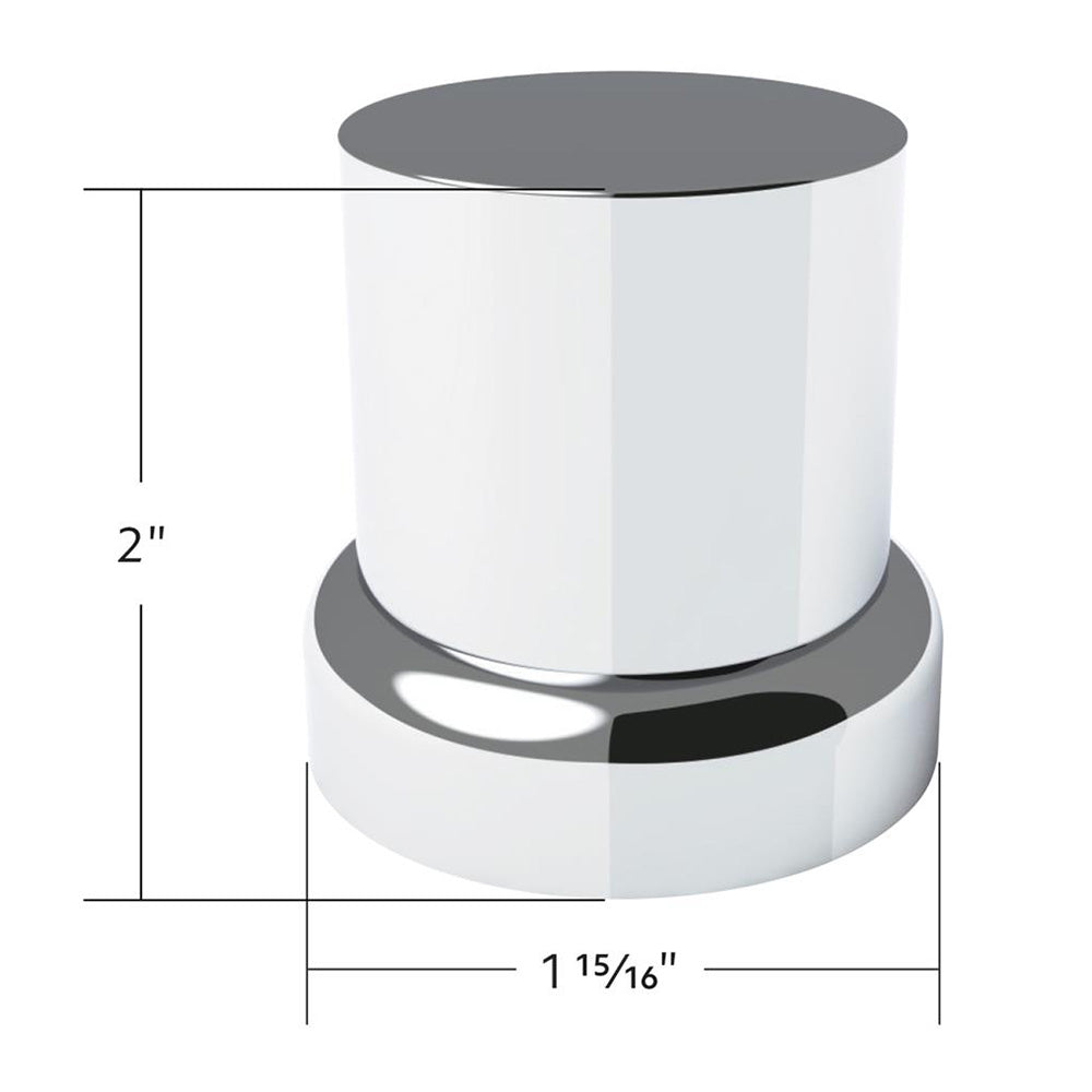 33mm x 2" Chrome Plastic Flat Top Nut Covers with Flange - Push On 10PK