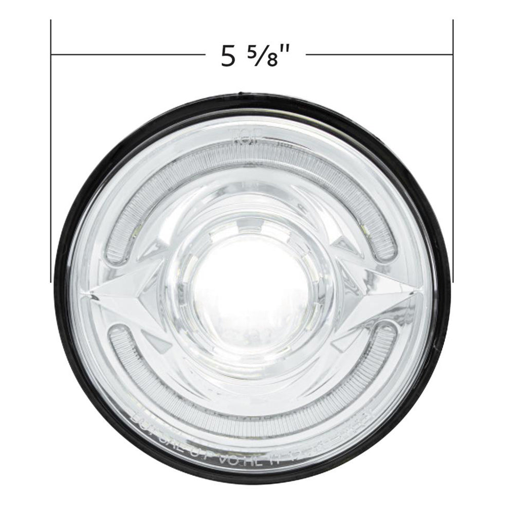 ULTRALIT LED 5-3/4" Round Headlight with 60 LED Dual Color Light Bar