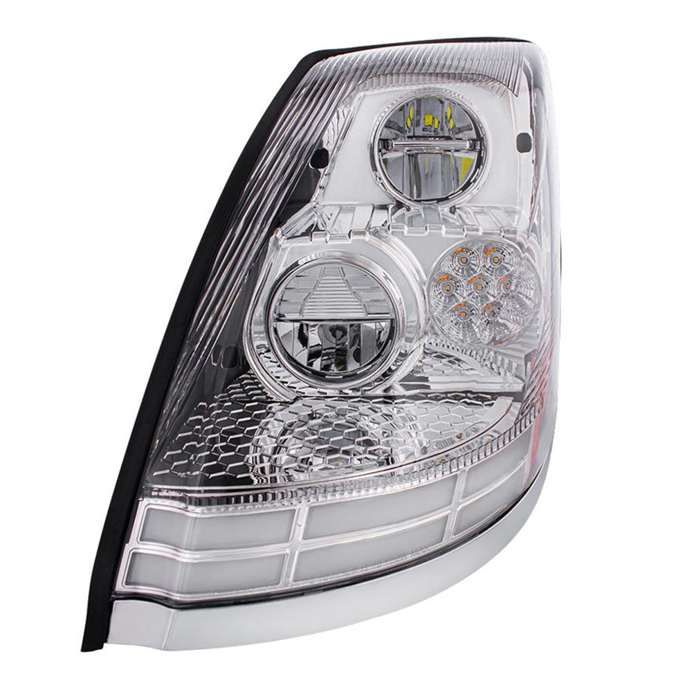 Volvo VN, VNL 2009-2017 LED Headlight with Dual Color LED Light Bars