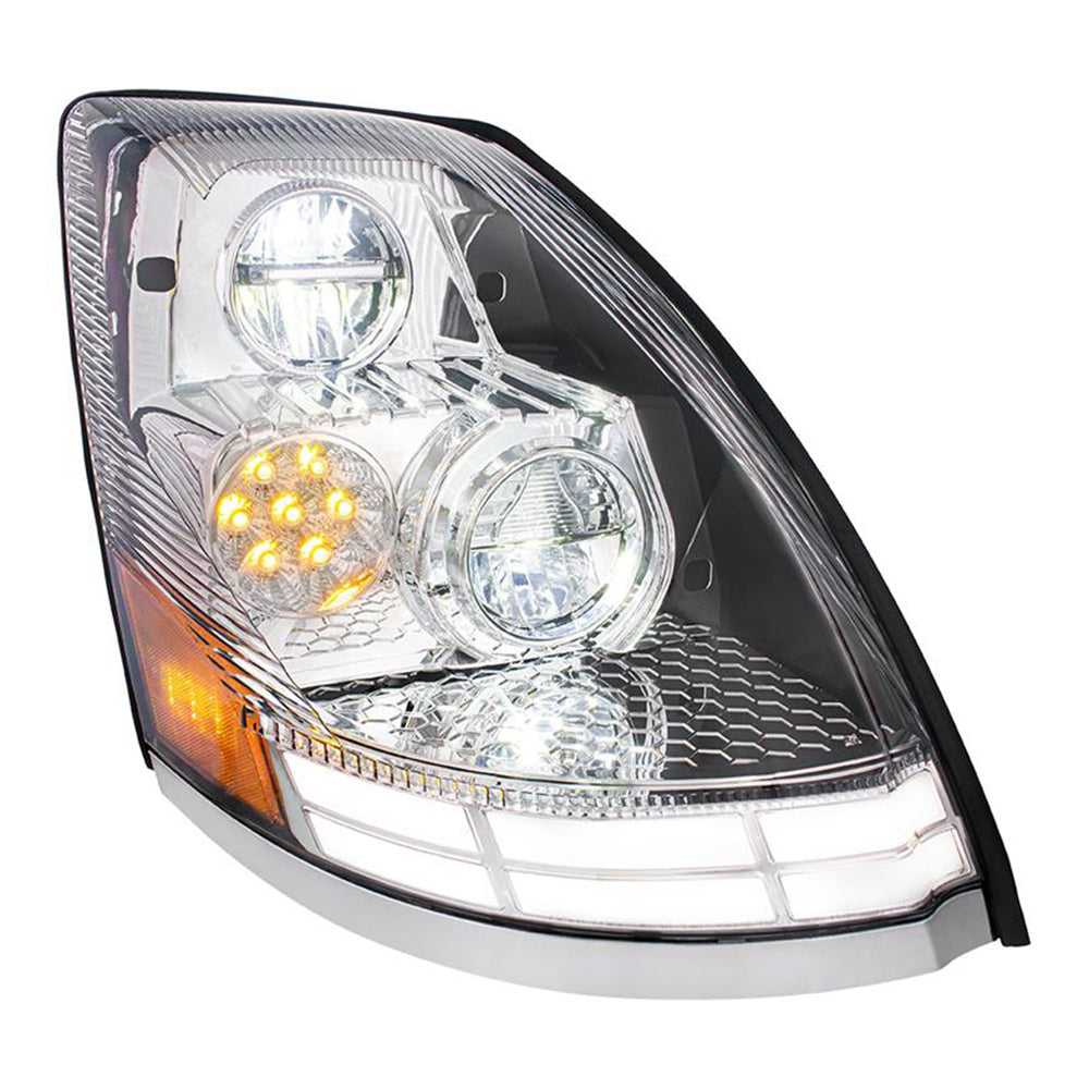 Volvo VN, VNL 2009-2017 LED Headlight with Dual Color LED Light Bars
