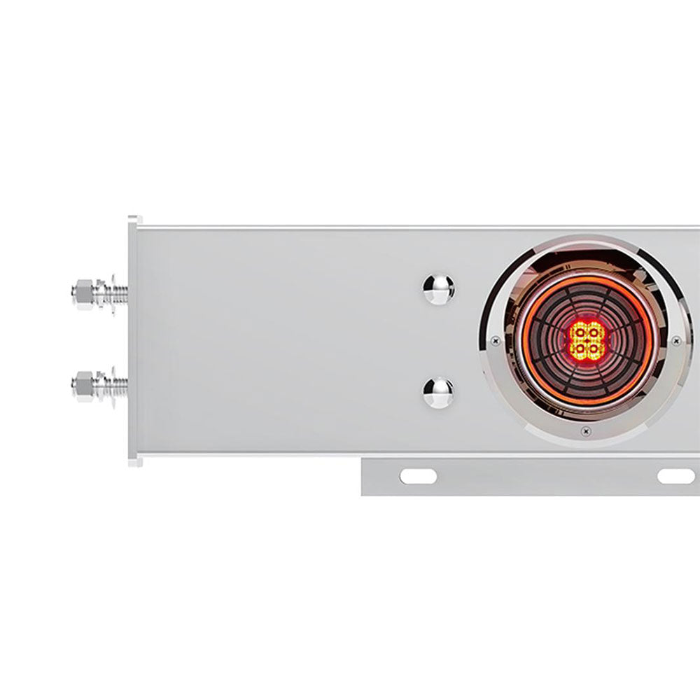 Stainless Steel Rear Light Bars with 4" Red LED with Clear Lens, Visor and Gromet 2.5" Spacing