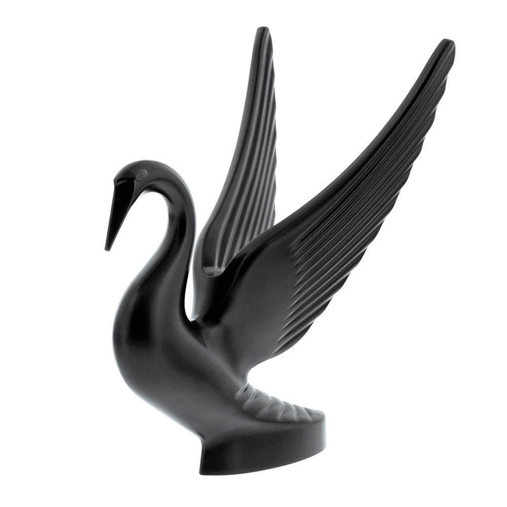 Die-Cast Matte Black Swan Hood Ornament