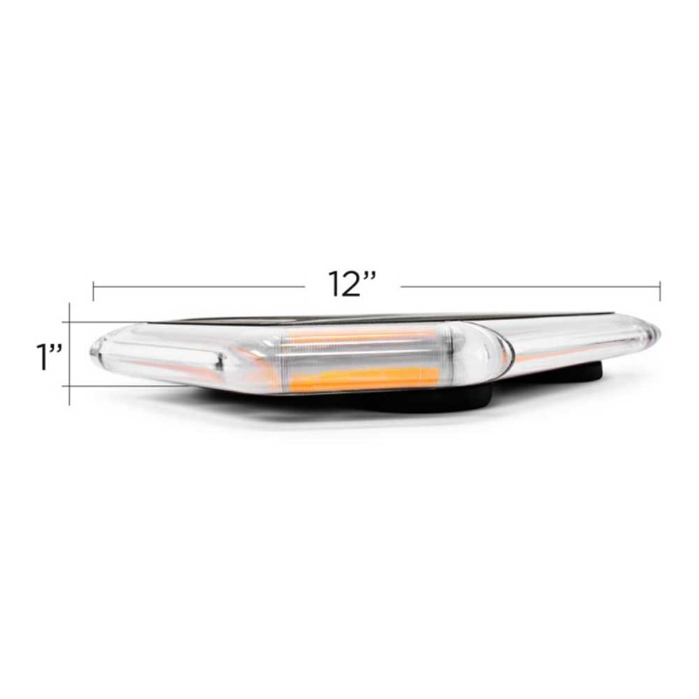 12" Stellar Vision Low Profile Amber Magnet Mount LED Warning Light Bar With 19 Flash Patterns
