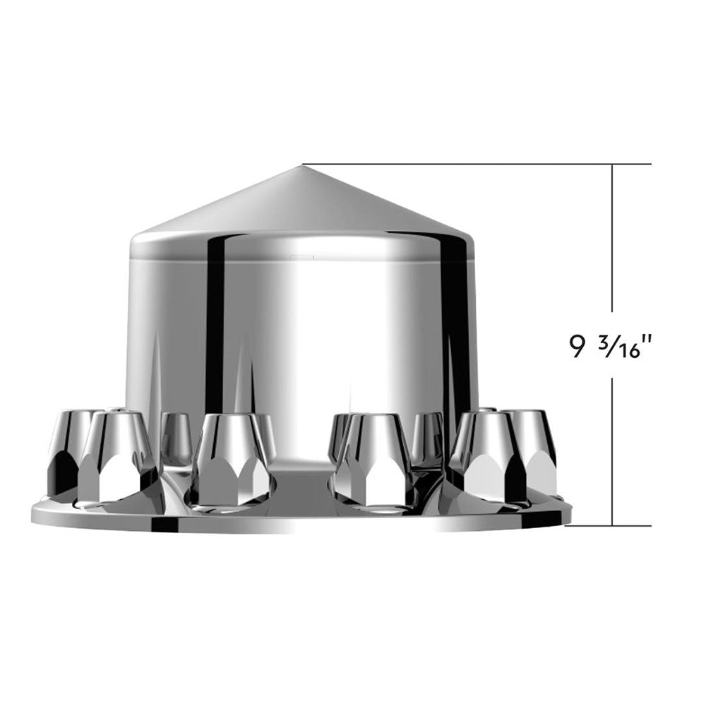 Chrome Pointed Rear Axle Cover With 33mm Standard Style Push-On Nut Covers
