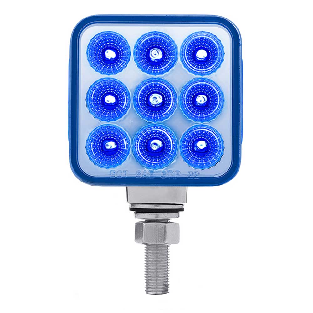 3" Square Amber, Red with Auxiliary 30 LED Double Faced Reflector Pedestal Light with Single Post