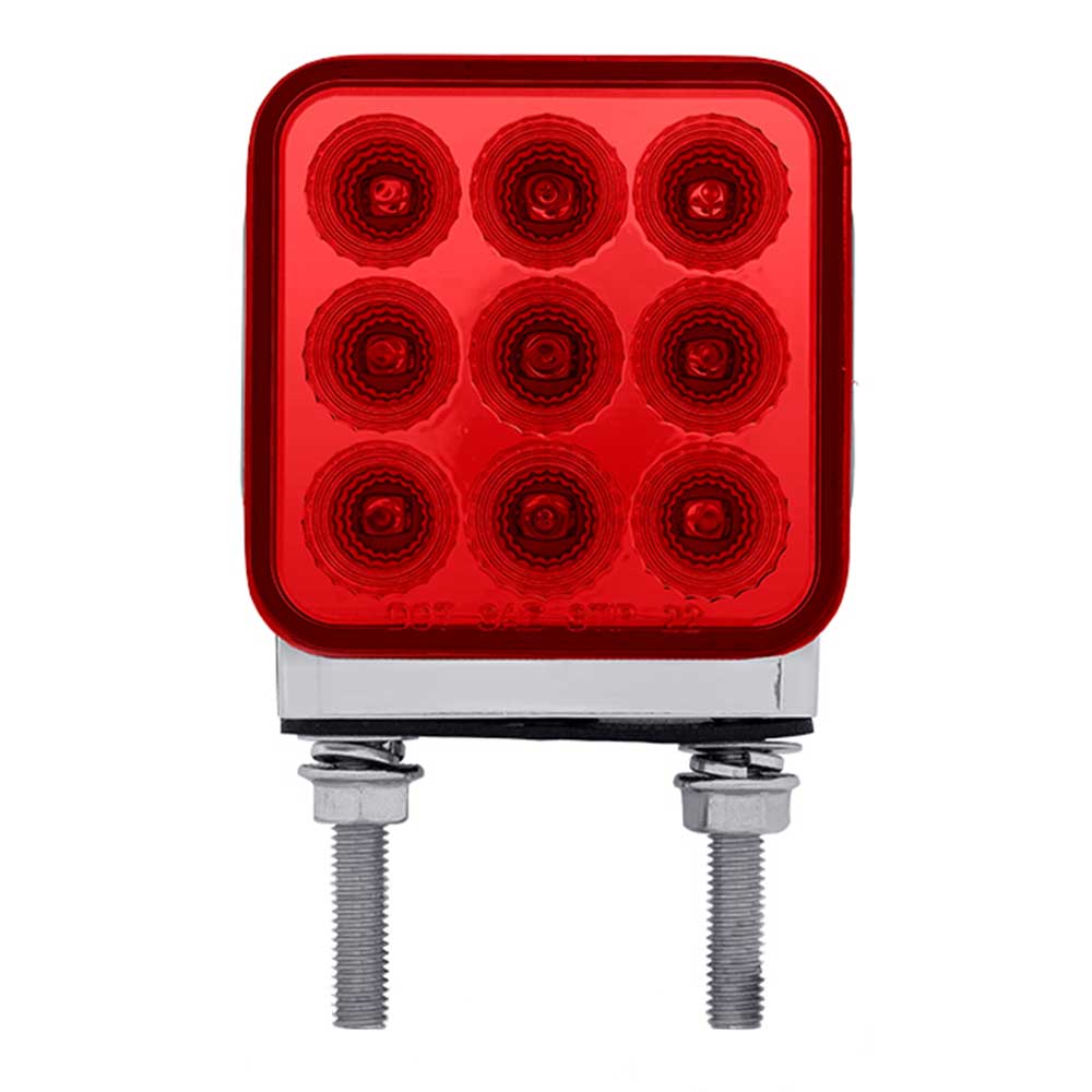 3" Square Amber, Red 30 LED Double Faced Reflector Pedestal Light with Double Post