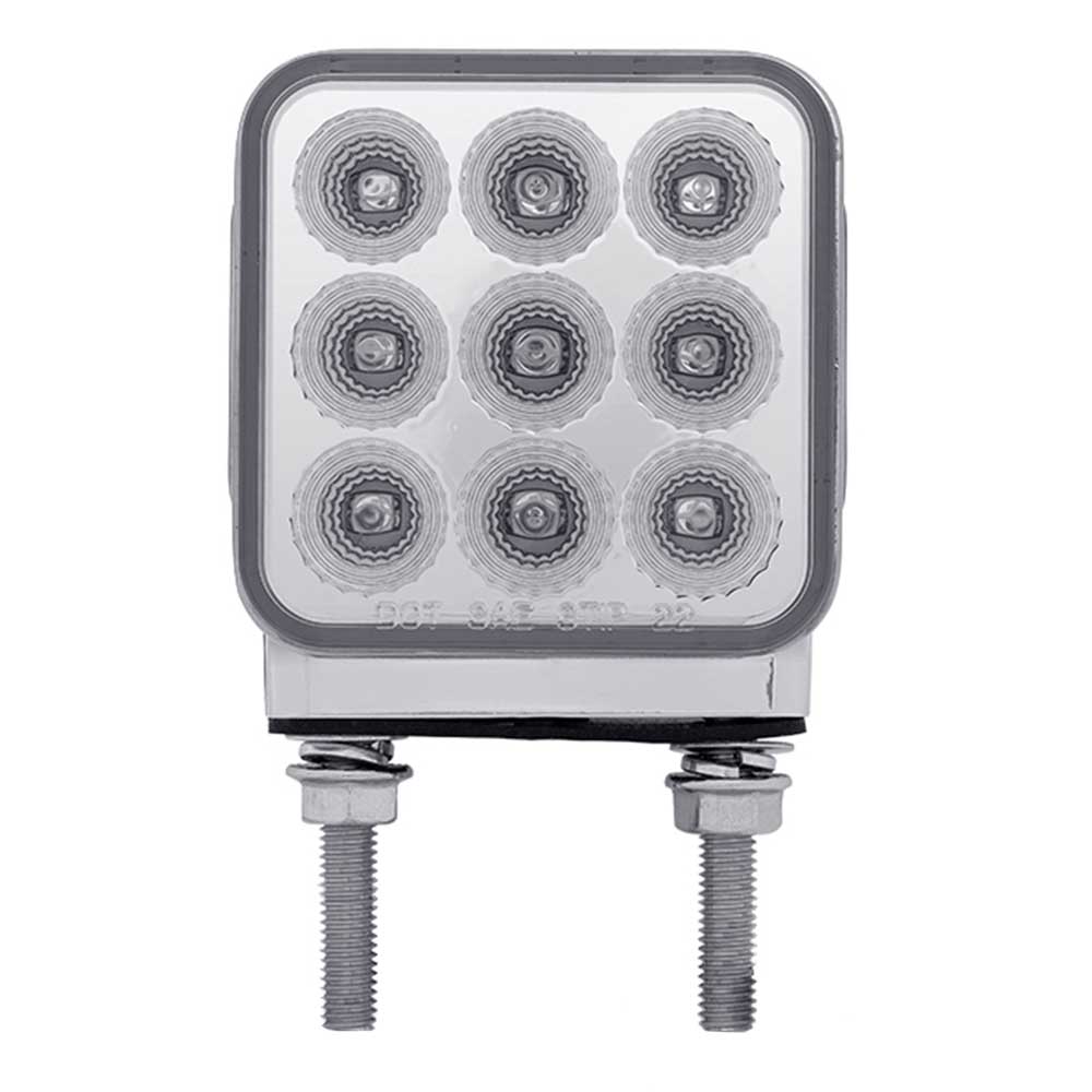 3" Square Amber, Red with Clear Lens 30 LED Double Faced Reflector Pedestal Light with Double Post