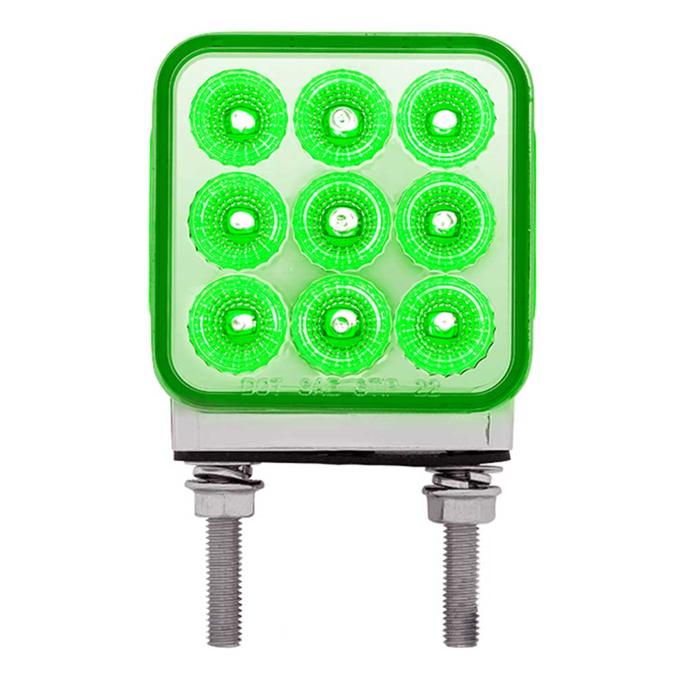 3" Square Amber, Red with Auxiliary 30 LED Double Faced Reflector Pedestal Light with Double Post