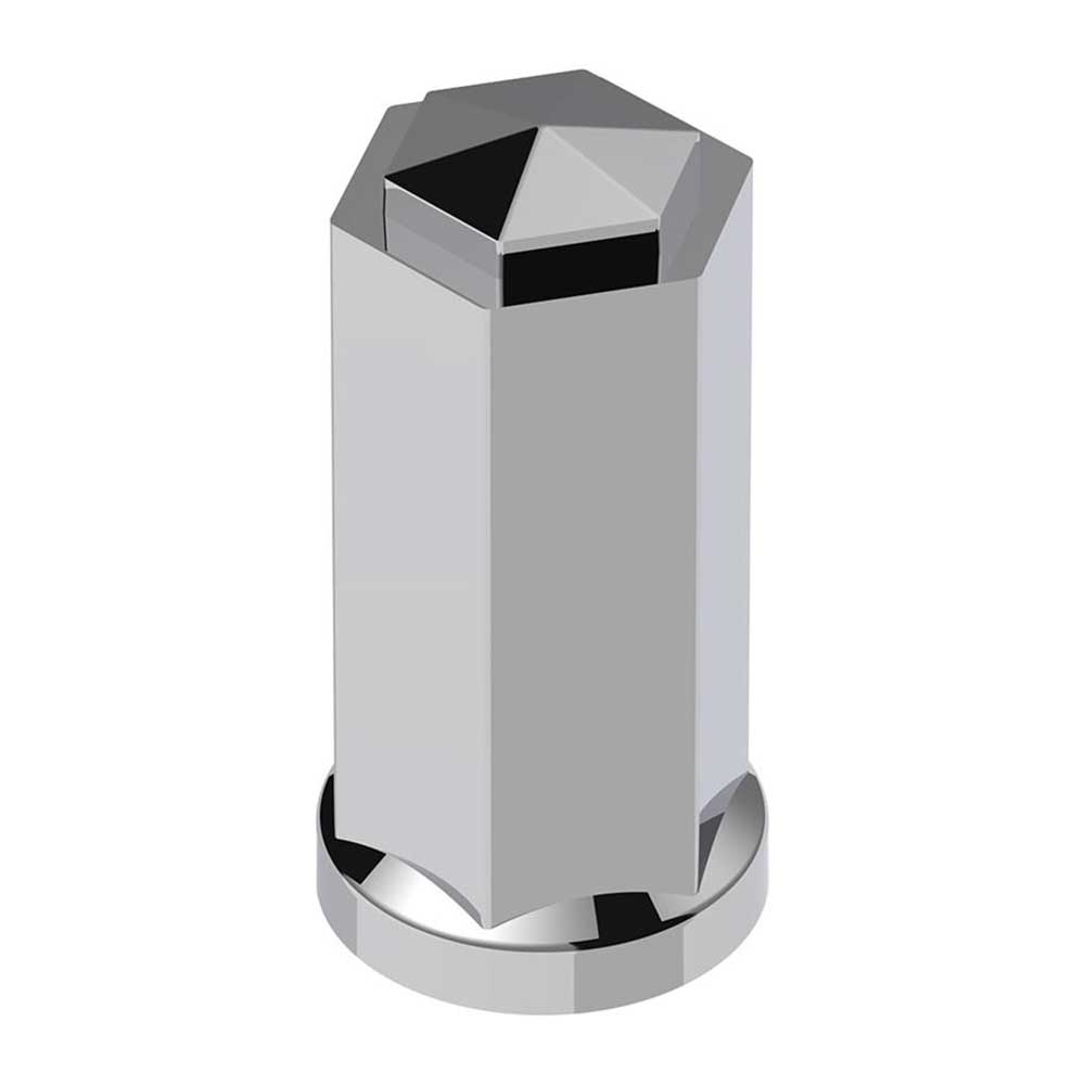 33mm x 4-1/2" Chrome Plastic Hexagon Style Lug Nut Cover - Thread On