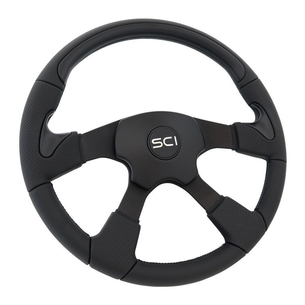 18" Traveler 4-Spoke Leather and Matte Black Steering Wheel