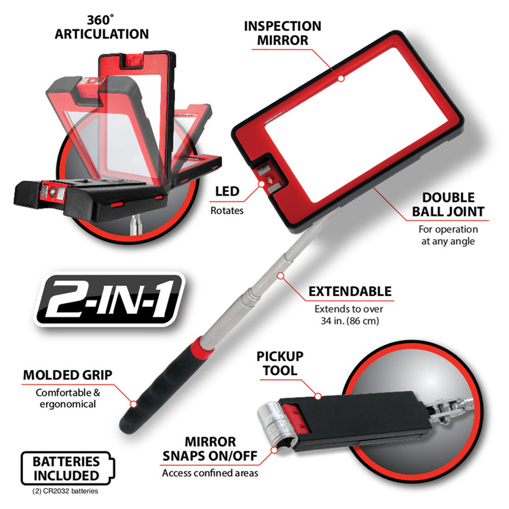 LED Inspection Mirror and Pickup Tool
