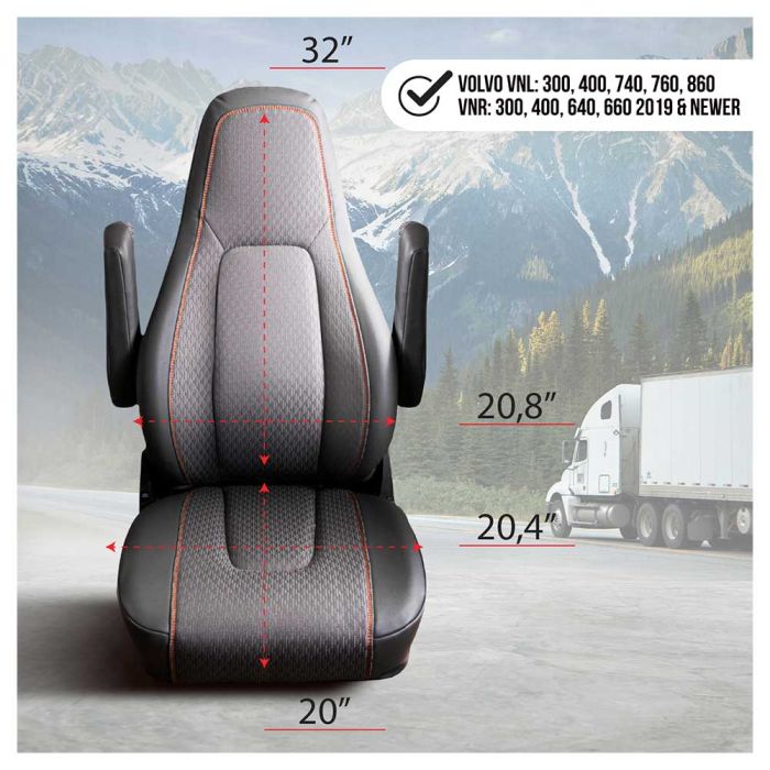 Volvo VNL, VNR 2019+ Leather and Cloth Seat Cover