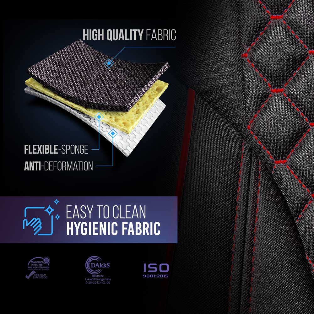 Volvo VNL, VNR 2019+ Black Cloth Seat Covers
