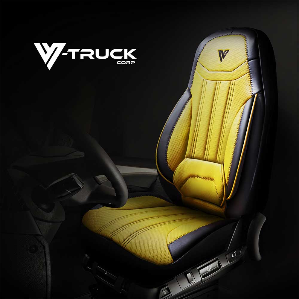 Volvo VNL, VNR 2019+ Black Faux Leather Seat Cover