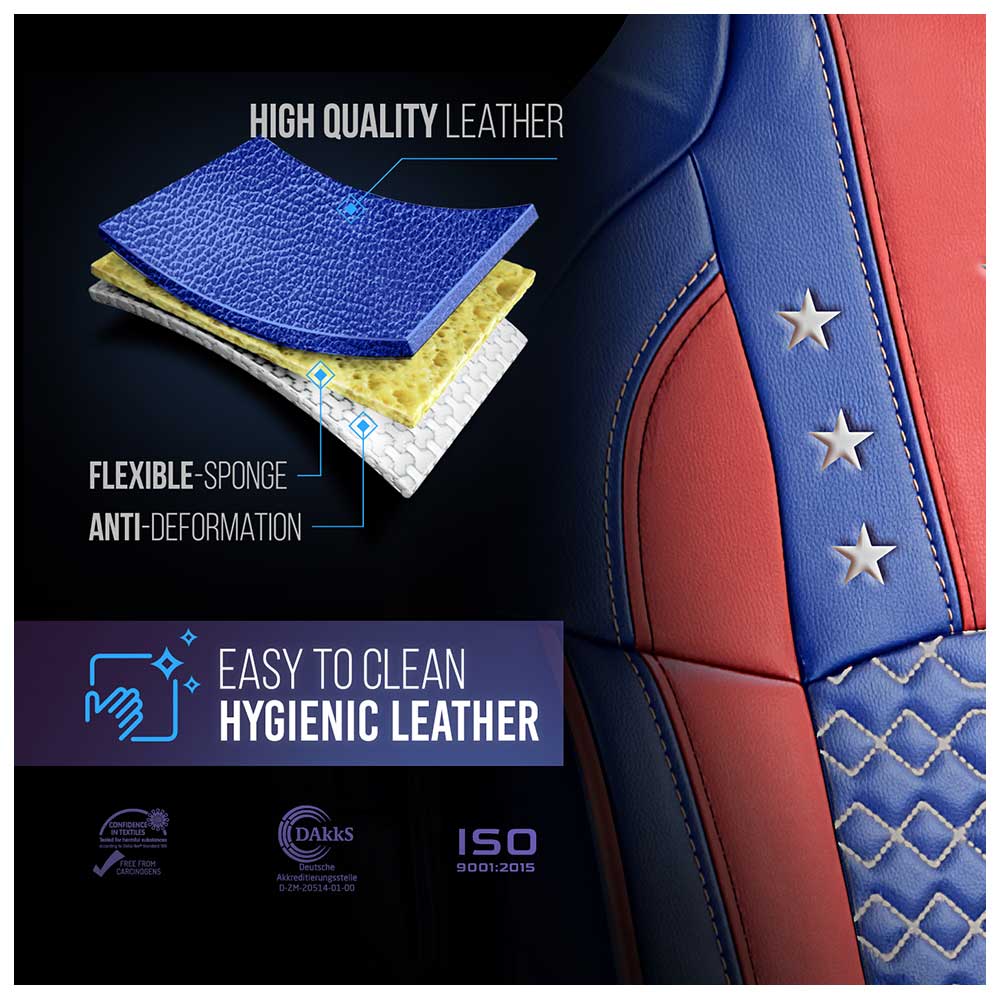 Kenworth T680, T880, W990 USA Flag Design Faux Leather Seat Covers