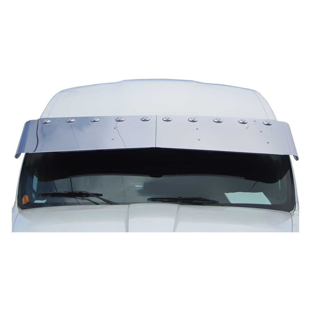 KW T700 2010-2016 Mid, High Roof 18" SS Visor with Ten 3/4" Light Hole Cutouts