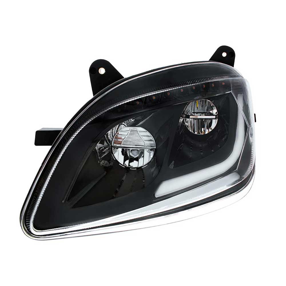 Peterbilt 579, 587 Black Inner Housing LED Headlight with Sequential LED Turn Signal