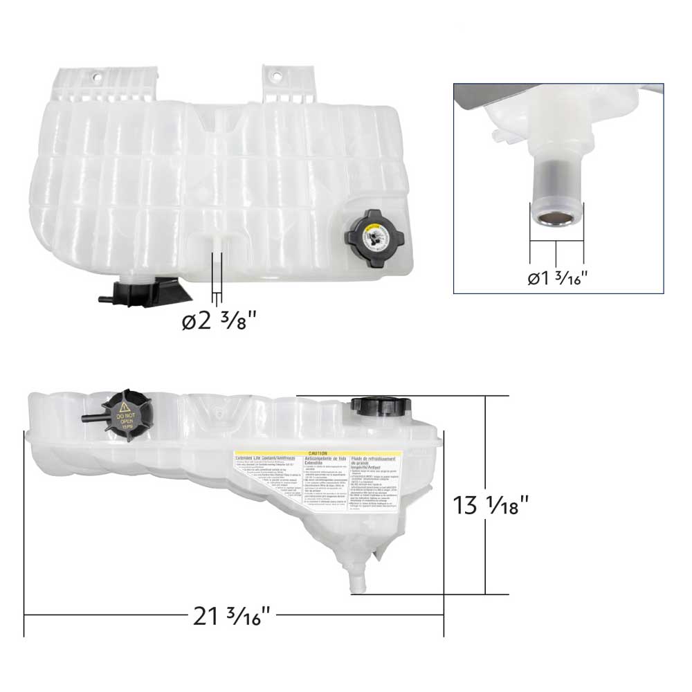 Peterbilt 365, 367, 389, Kenworth T800, W900 Pressurized Coolant Reservoir and Coolant Level Sensor