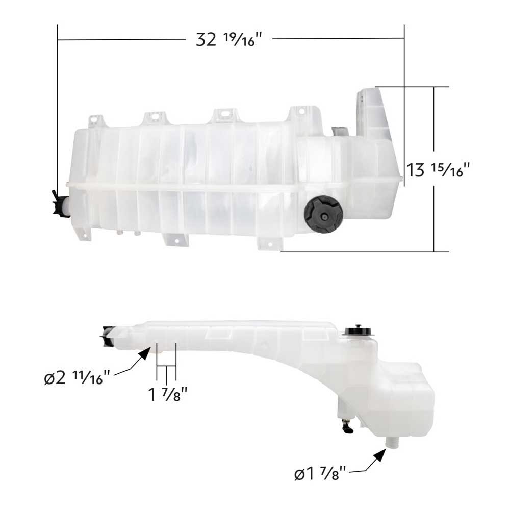 Volvo VNL,VNM, Mack Pinnacle CHU613, CXU613 Pressurized Coolant Reservoir and Coolant Level Sensor