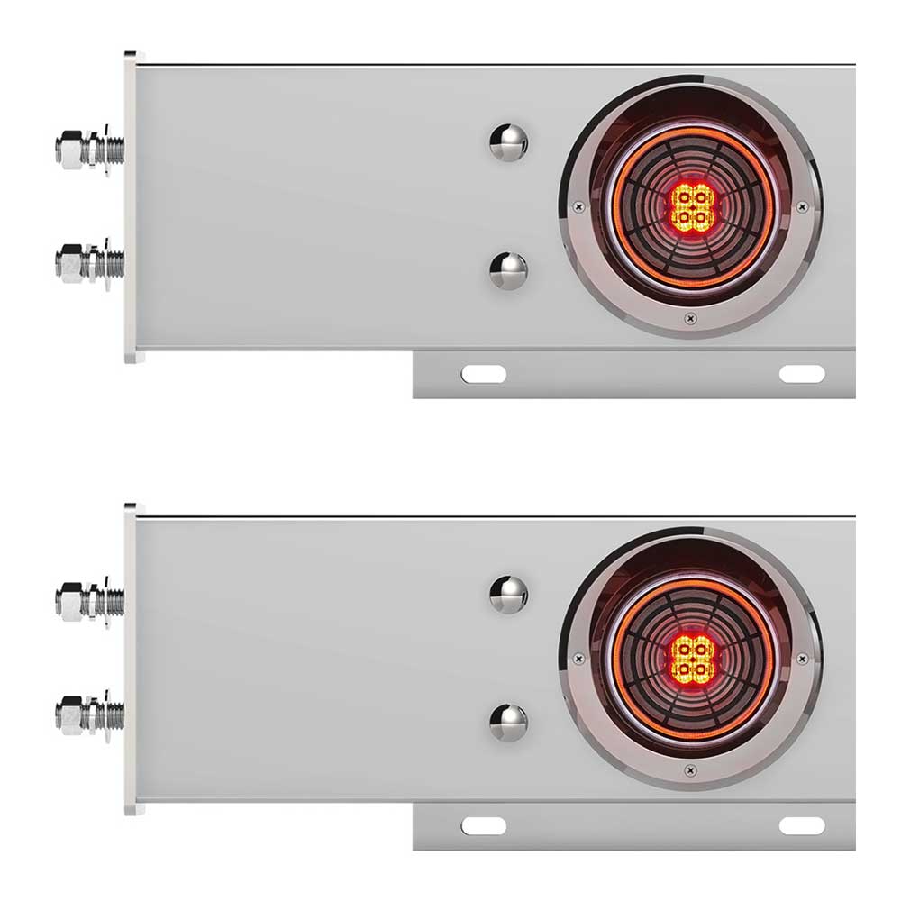 Chrome Spring Loaded Light Bars with Six 4" 13 LED Abyss Lights with Visor - 2-1/2" Bolt Pattern (PR)