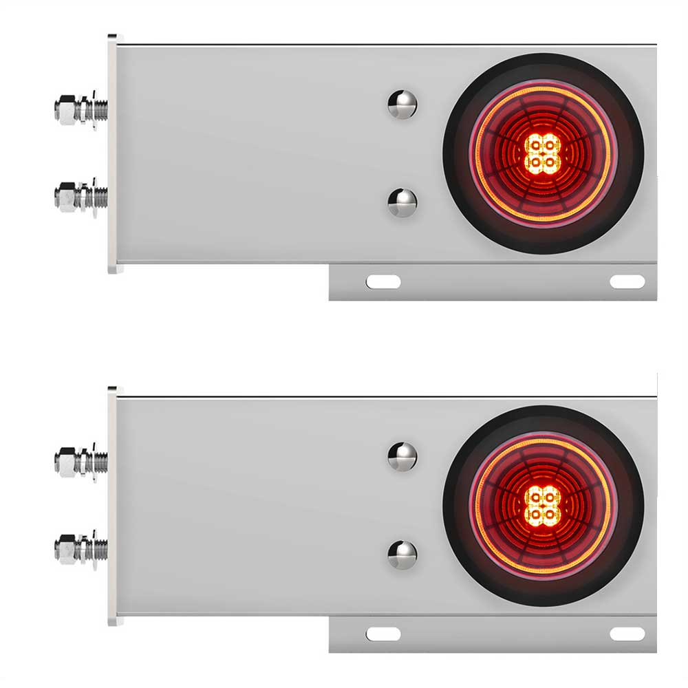 Chrome Spring Loaded Light Bars with Six 4" 13 LED Abyss Lights - 2-1/2" Bolt Pattern (PR)