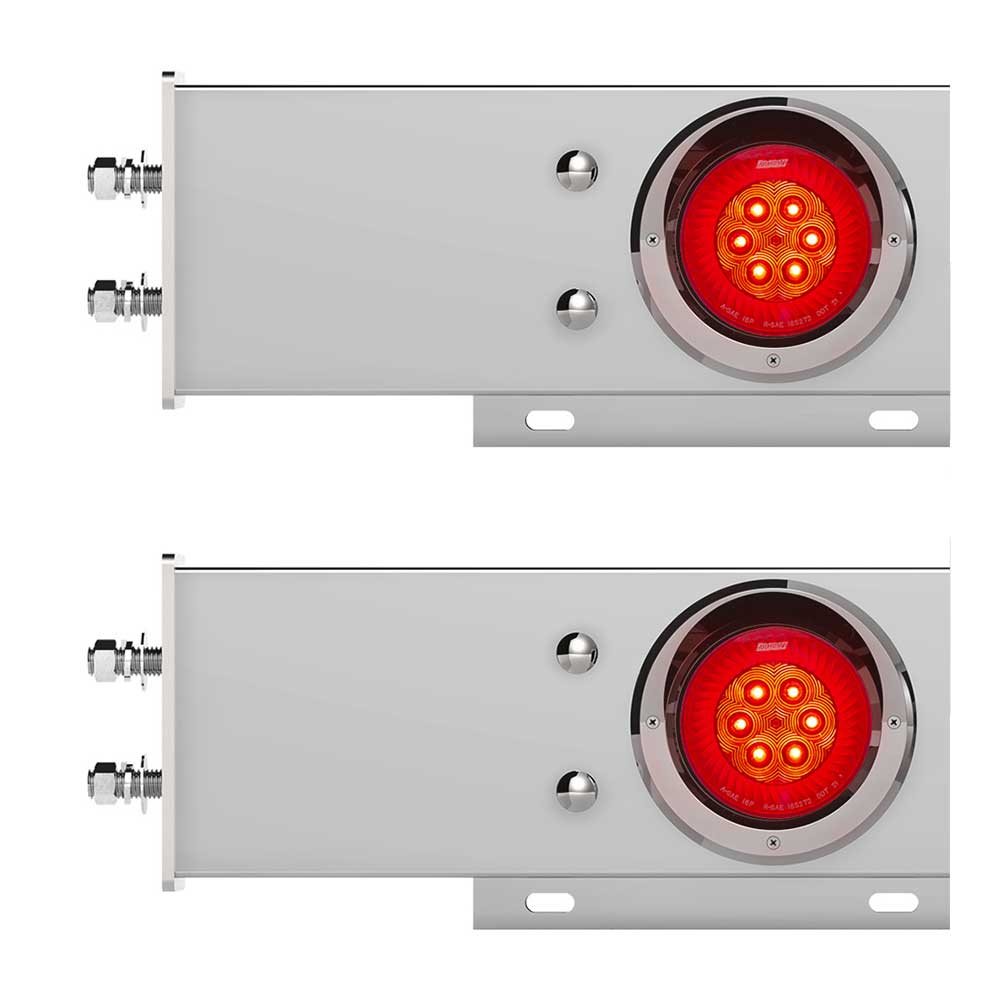 Chrome Spring Loaded Rear Light Bar with Red Turbine Lights with Visor and 2-1/2" Bolt Spacing