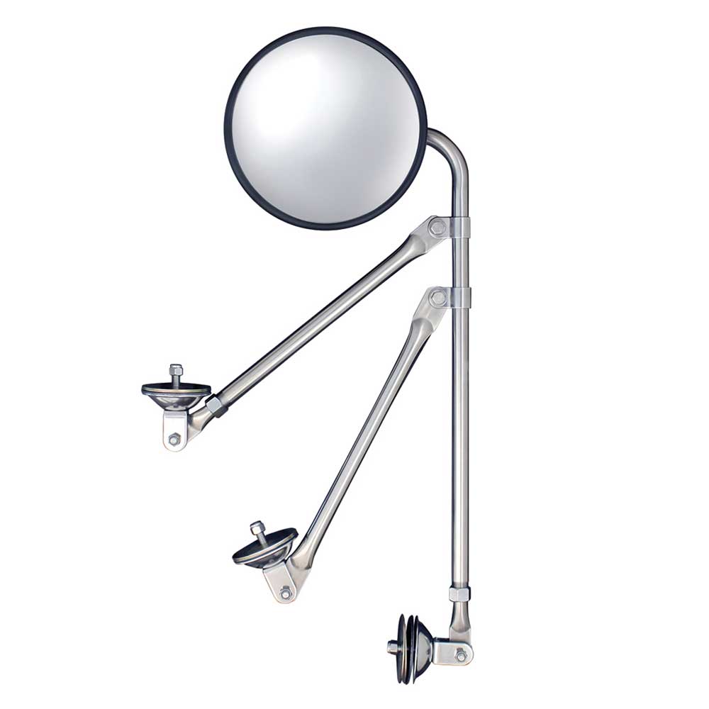 8-1/2" Convex Mirror with Stainless Steel Tripod Fender or Hood Mirror Bracket
