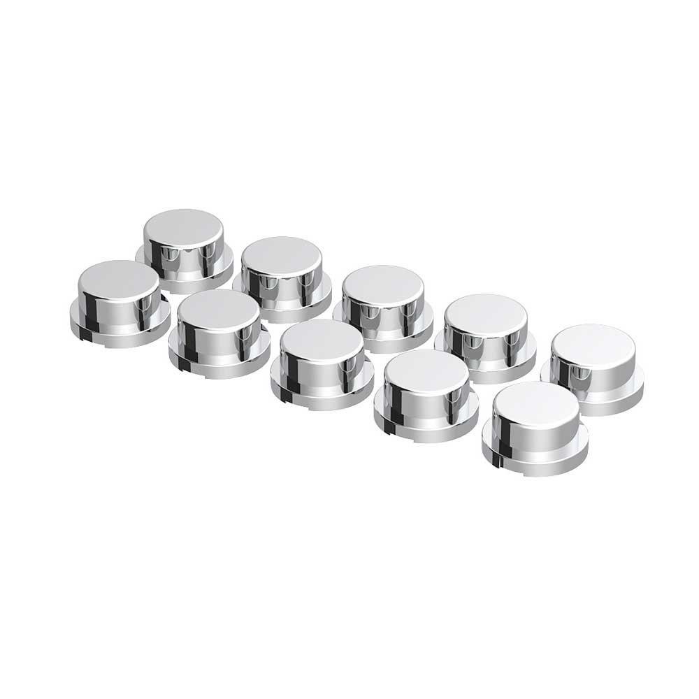 3/4" x 5/8" Chrome Plastic Flat Top 10 Pack of Nut Covers - Push On