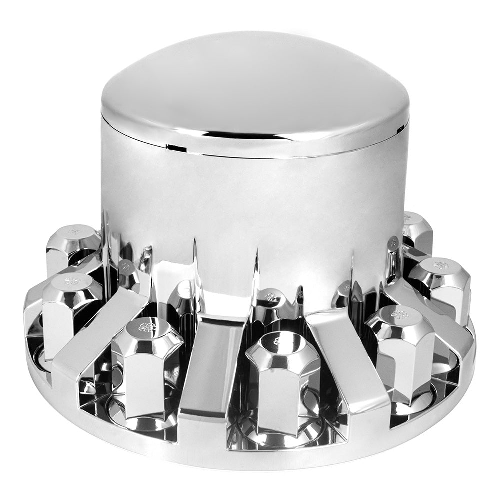 Dome Top Deluxe Chrome ABS Rear Axle and Screw-On Hex Nut Cover Kit