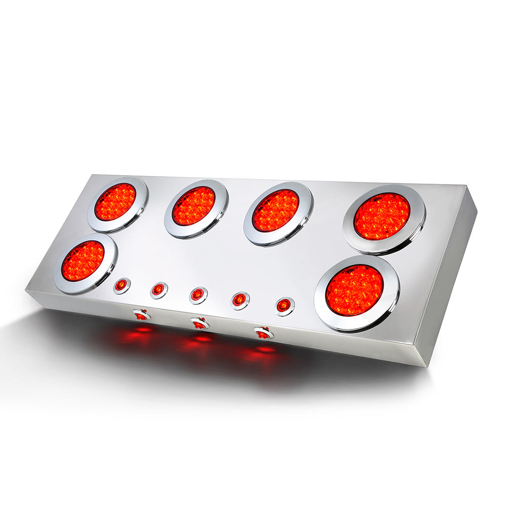 Stainless Steel Center Panel with 4" Red LEDs and Under Glow Lights