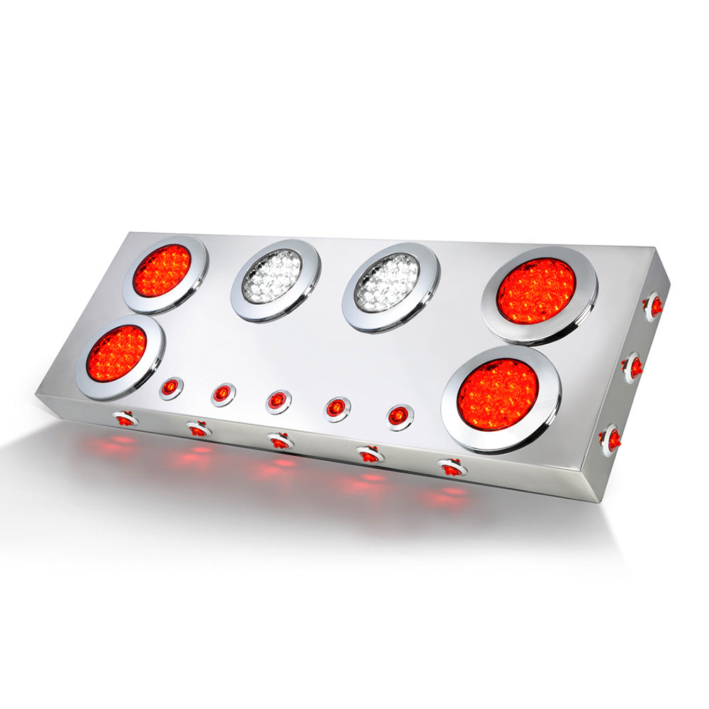 Stainless Steel Center Panel with 4" Backup LEDs Under Glow and Side Lights