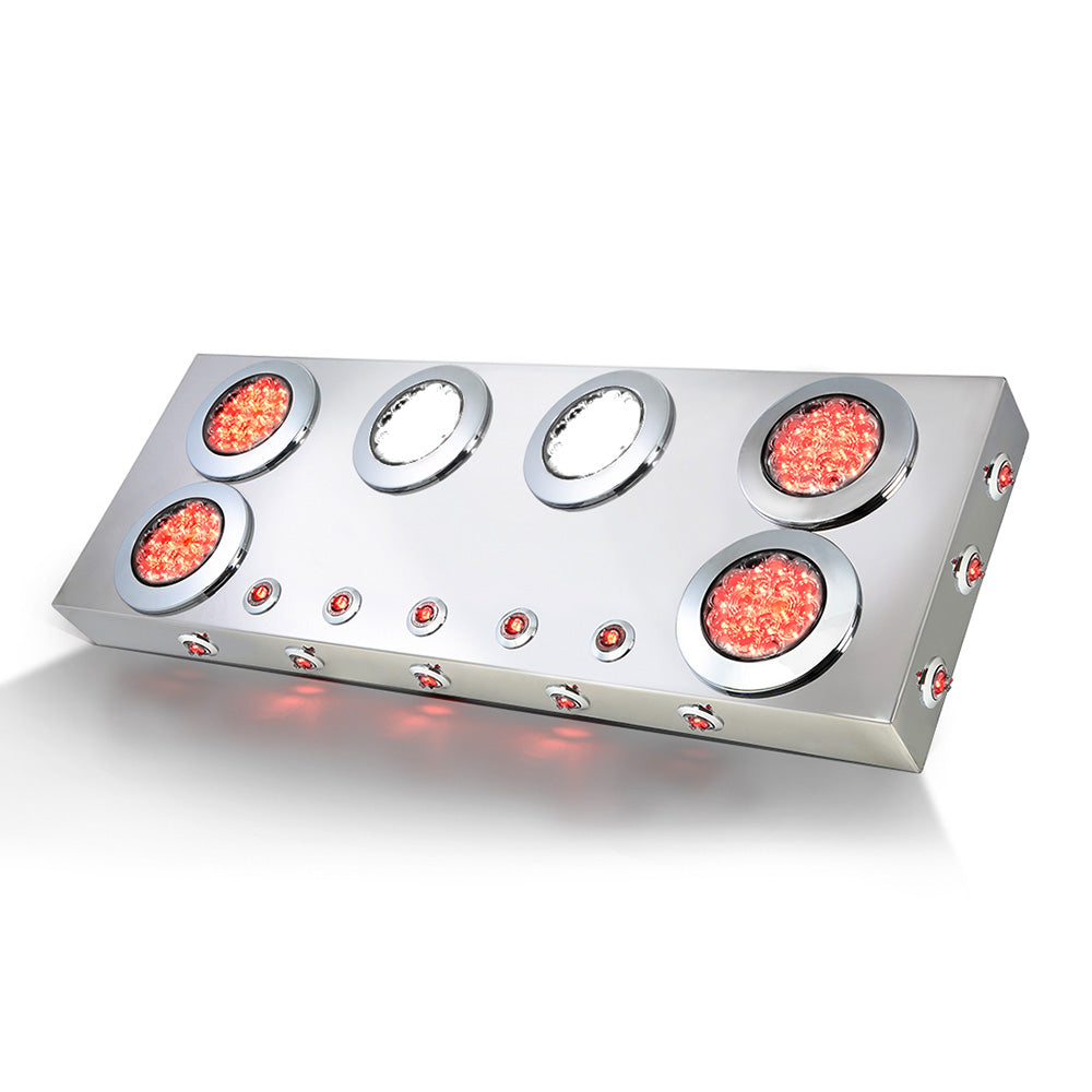 Stainless Steel Center Panel with 4" Backup LEDs Under Glow and Side Lights